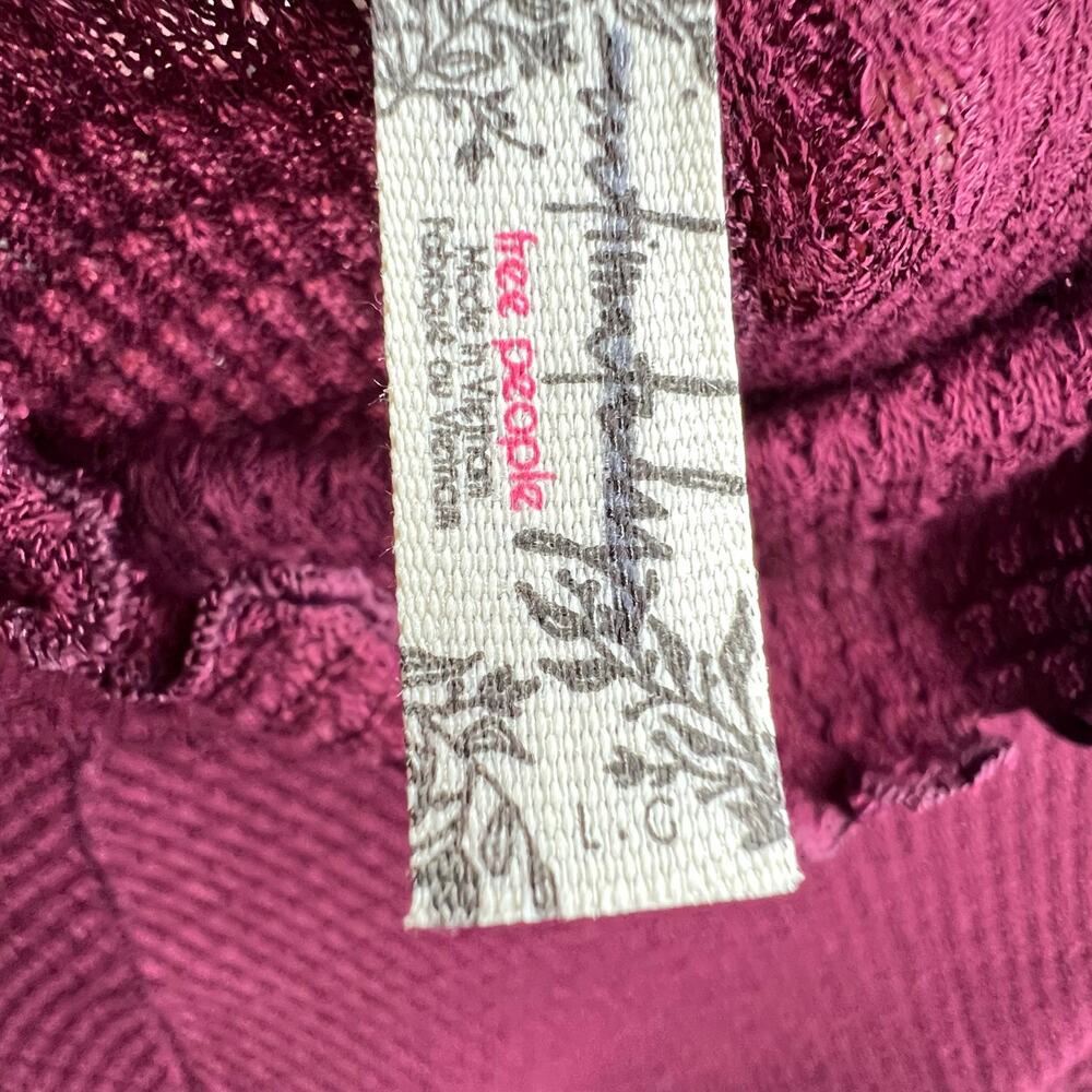 Free People Deep Red Ribbed Long Sleeve Top - Picture 4 of 10
